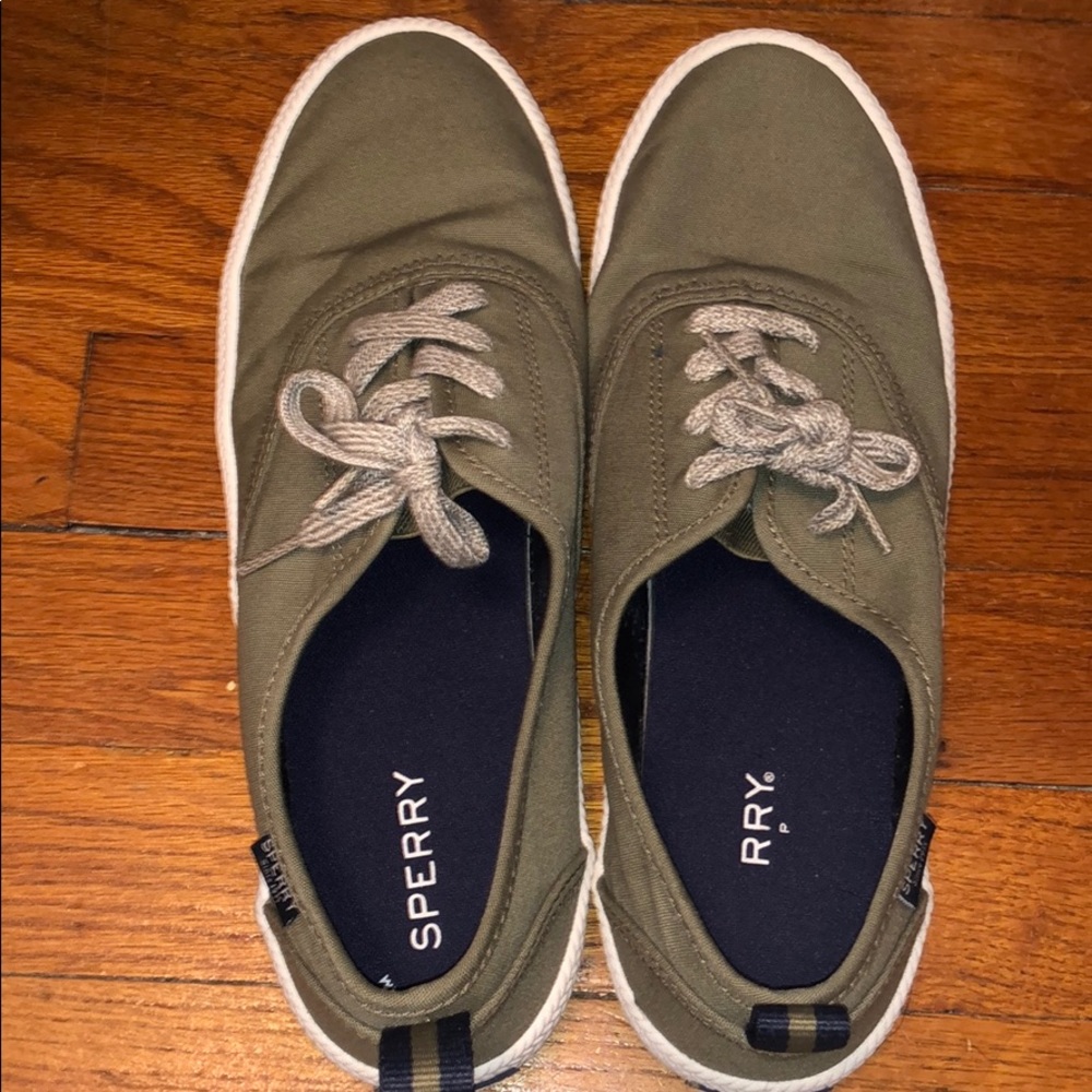 Army/olive green Sperry slip on sneakers size 9